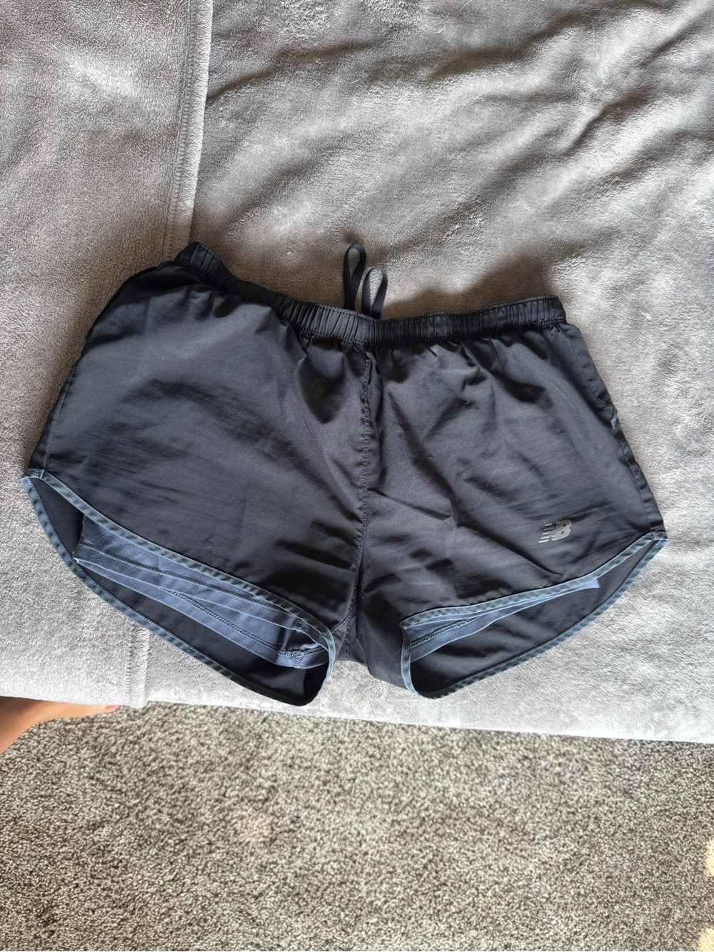 New Balance Women's Black Athletic Running Shorts with Gray Trim